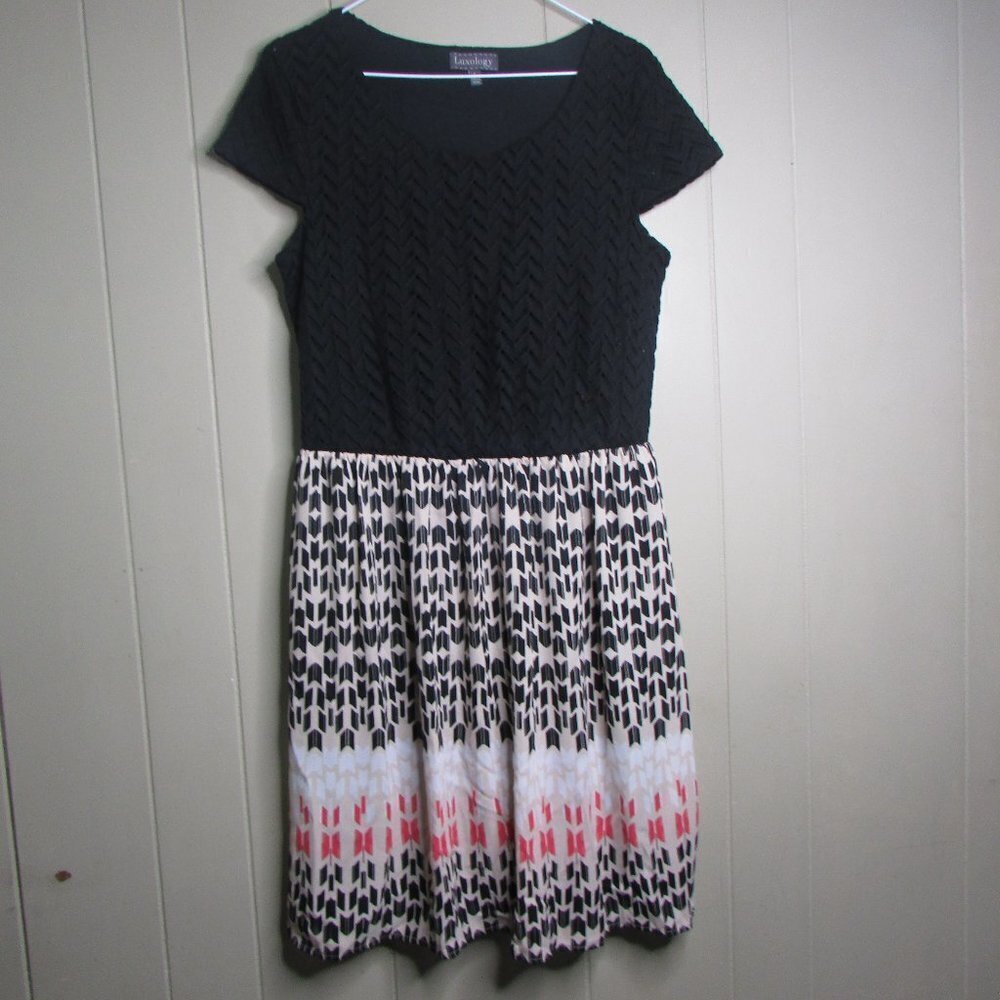 Luxology Dress L Crochet Top Black Tan